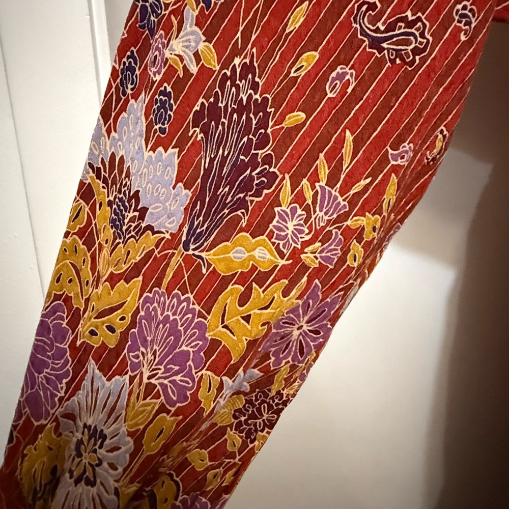 Anthropologie Rust Red bolo Floral open back long sleeved Jumpsuit - Picture 11 of 11